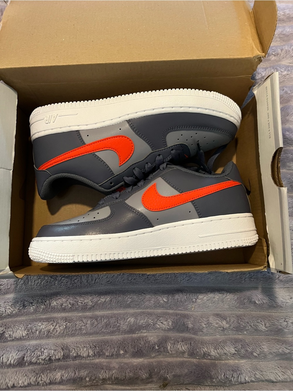 Air Force 1 Gray & Orange Low-Top Sneakers